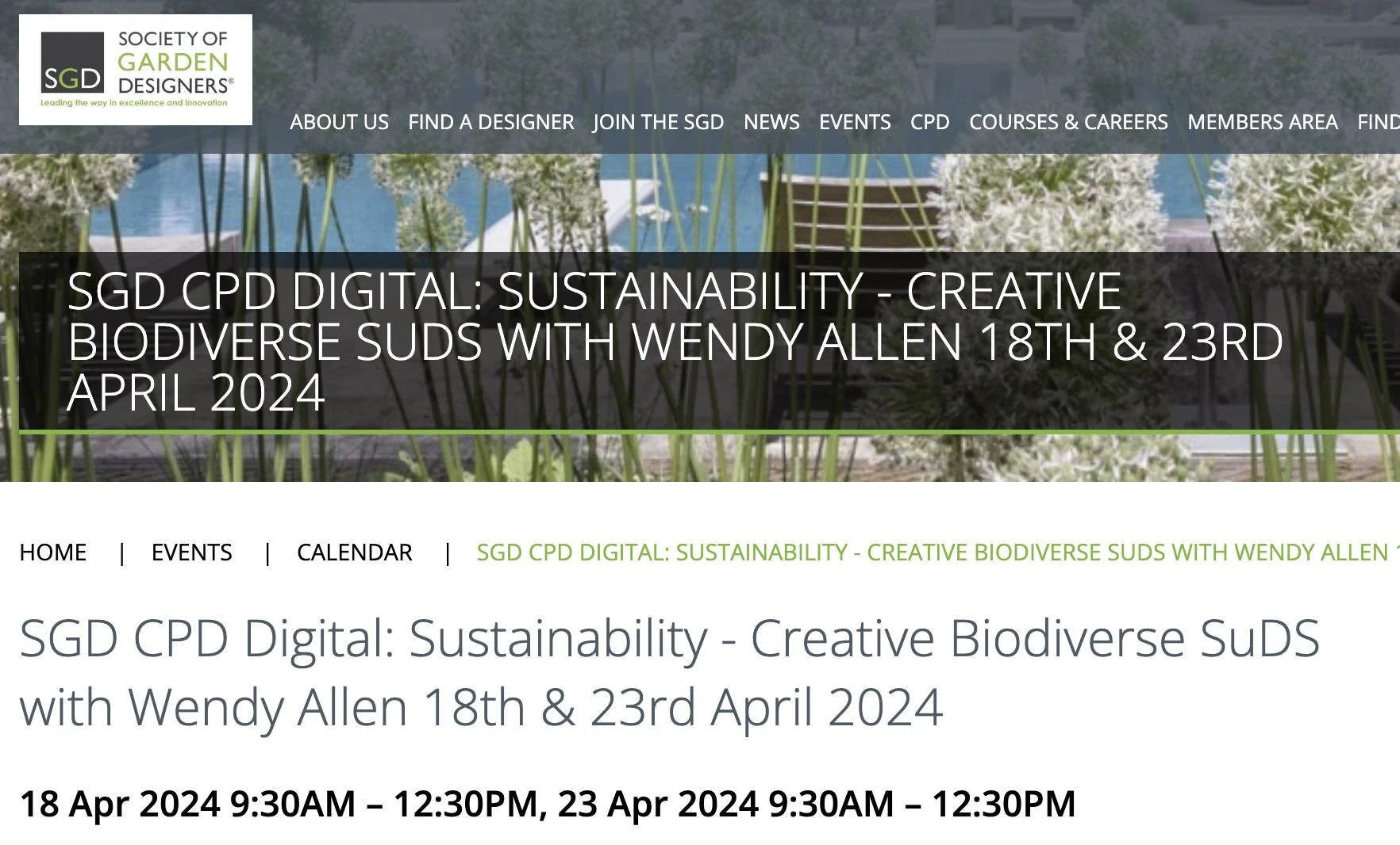 SGD Sustainability CPD: Creative Biodiverse SuDS with Wendy Allen