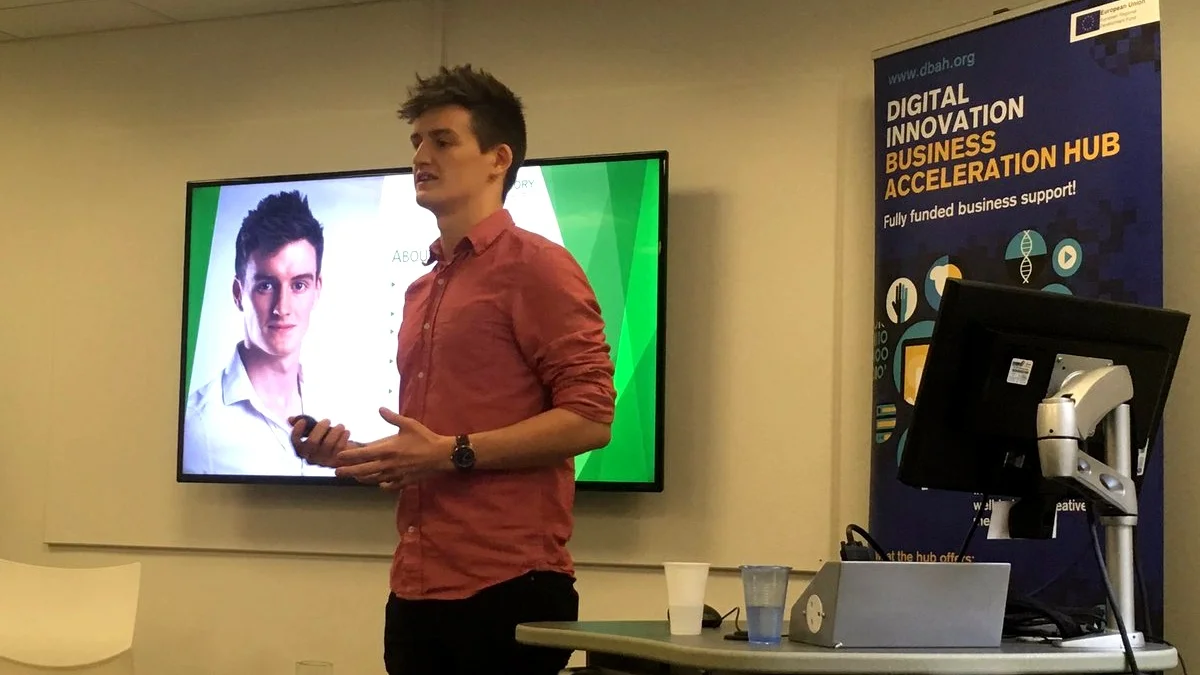 Eoin speaking at First Tuesday in November 2018