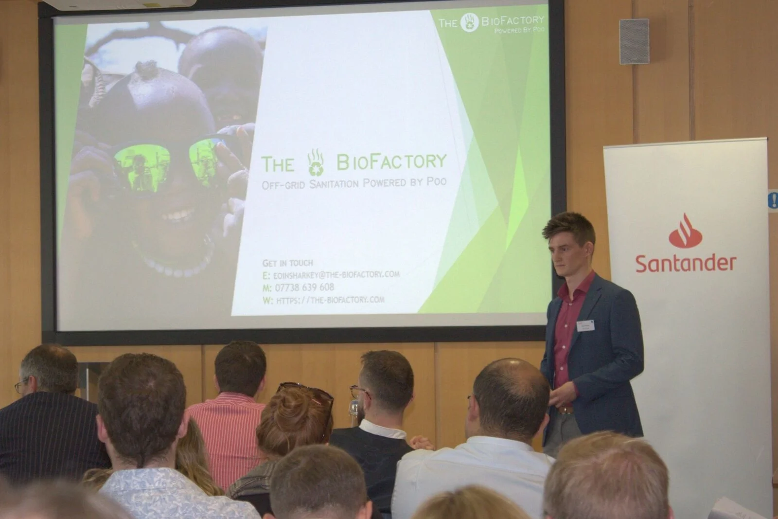 Eoin presenting at the Santander Graduate Entrepreneur Awards semi-finals