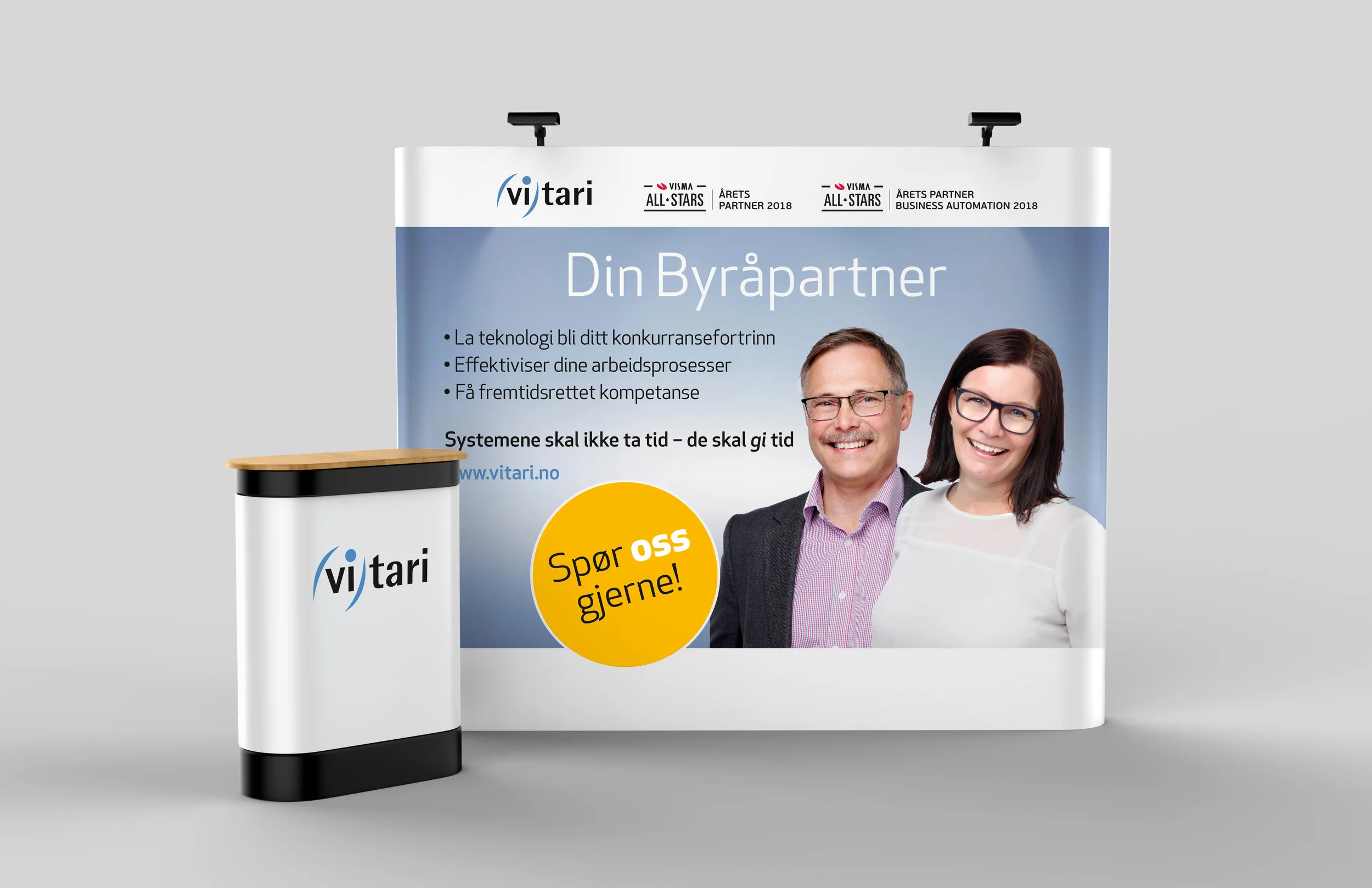  Messestand for Vitari as sin deltakelse på Regnskap Norge, Overskudd 2019. 