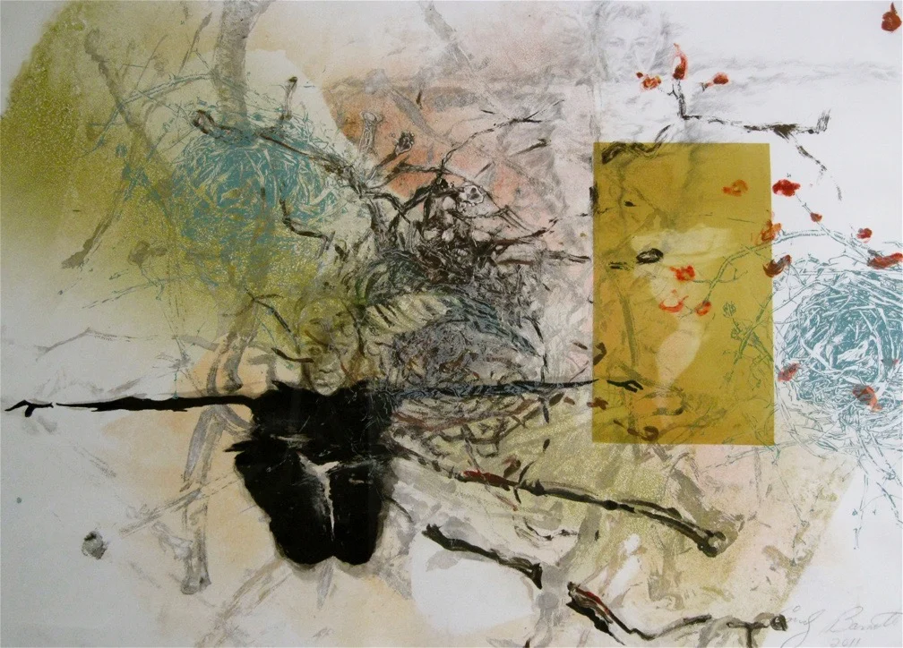 Nesting, 2011, Silkscreen, Monotype, Hand Drawing, 22 x 30