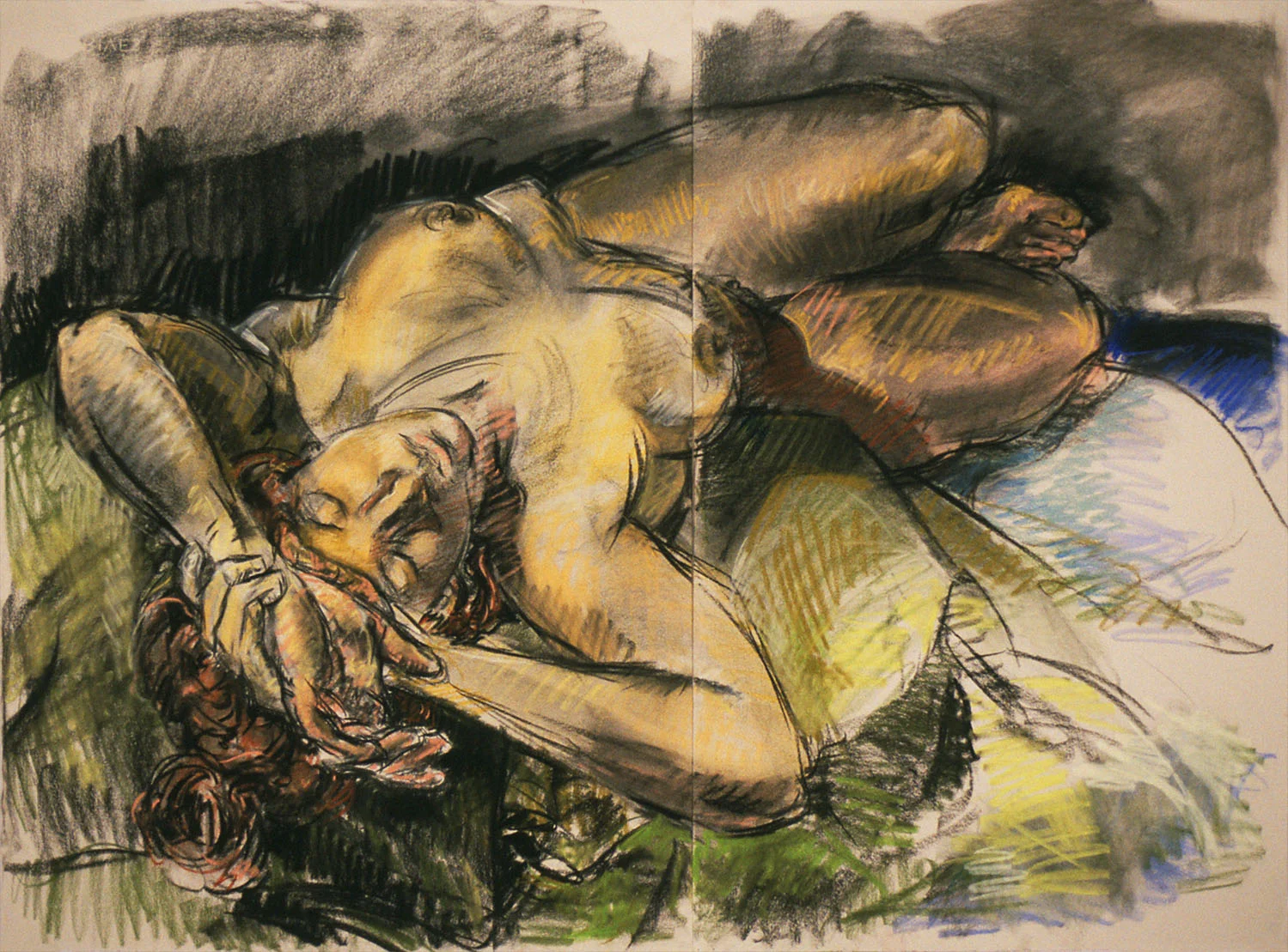 Reclining Figure on Green Pillows