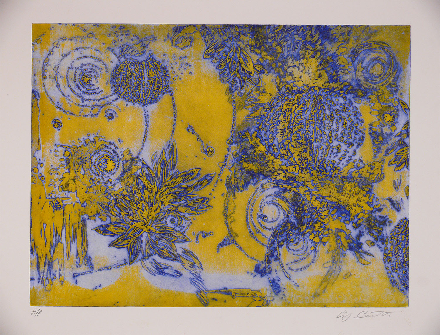  Microcosms, Yellow Blue, 2006, Viscosity Etching, 22 x 30 