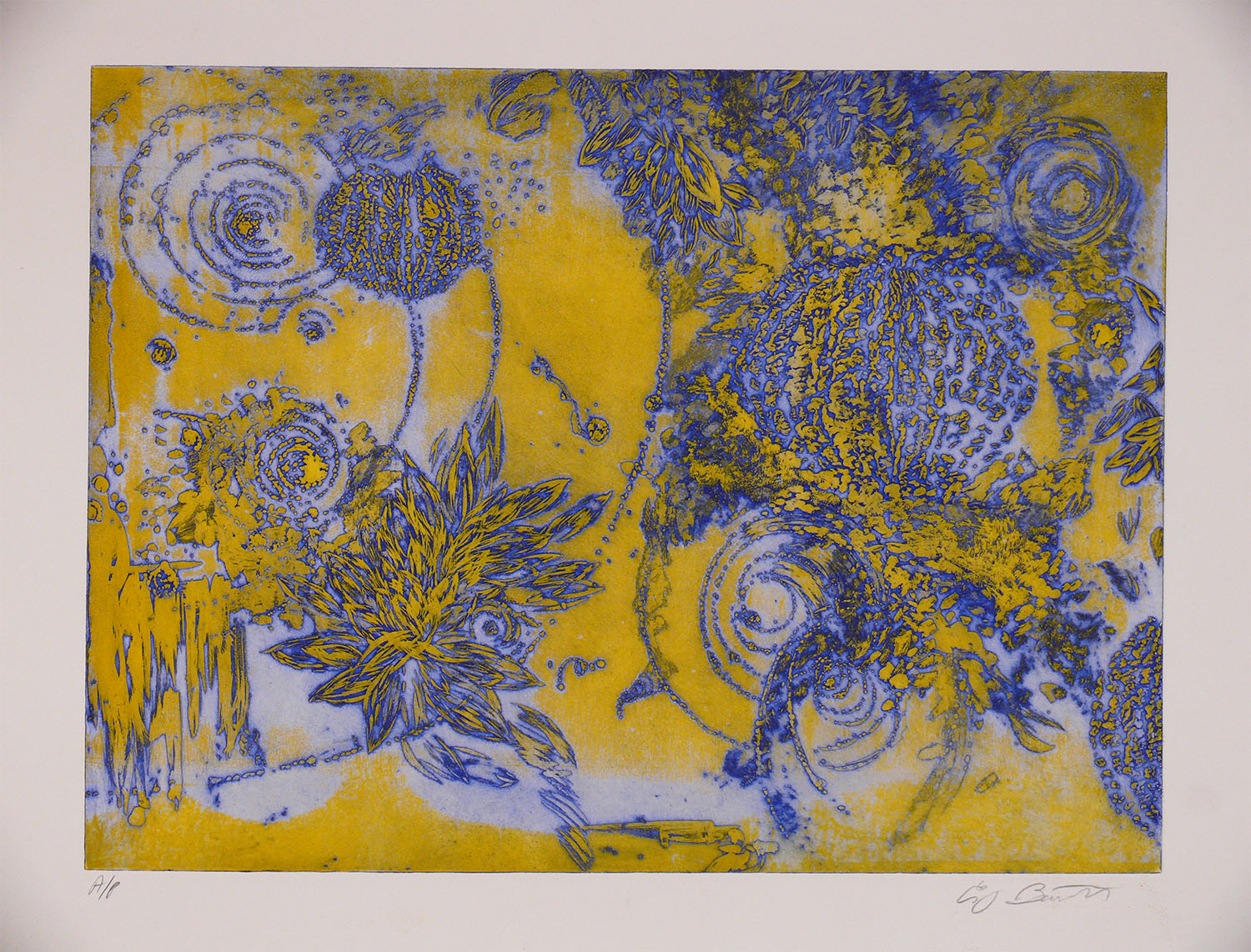 Microcosms, Yellow Blue, 2006, Viscosity Etching, 22 x 30