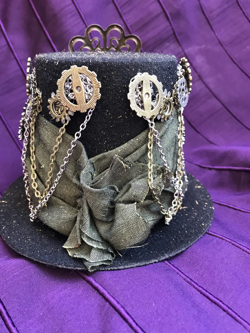 ヴィンテージ ミンク帽子 Black Felt Saucer Hat with Feathers – Vintage Couture