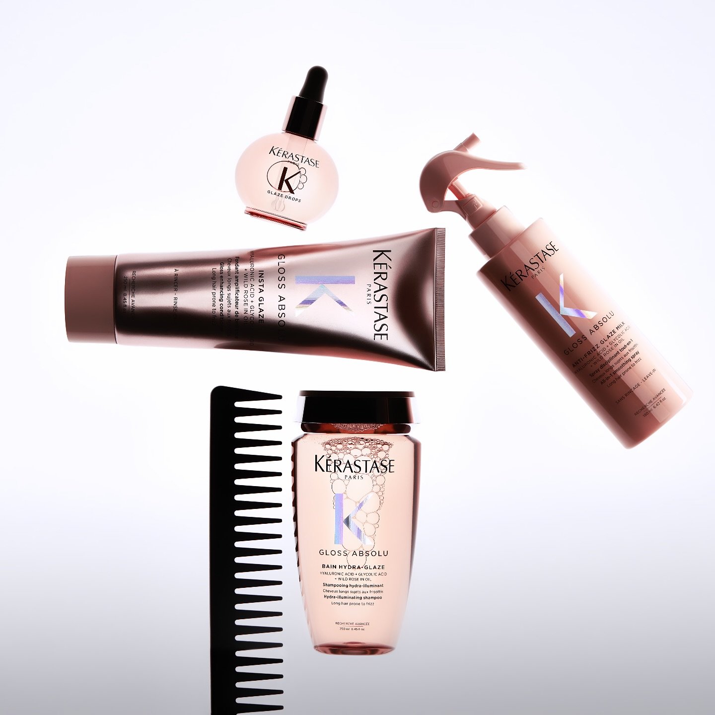 INTRODUCING the NEW Gloss Absolu Collection by @kerastase_official ✨🪞

Get instant glossy hair, up to 4 days of anti-frizz, and a mesmerizing scent all in one luxurious collection!

Powered by Hyaluronic Acid, Glycolic Acid, and Wild Rose Oil to lea