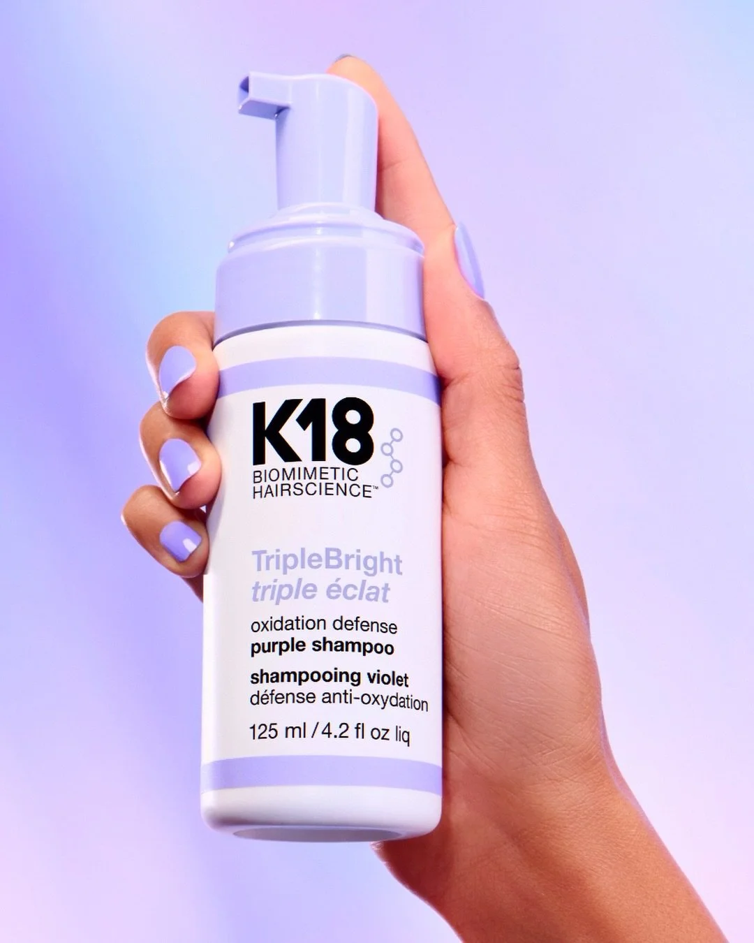 now on the @loveabmpls shelves&mdash; TripleBright oxidation defense purple shampoo by @k18hair 💜

The first triple-action purple shampoo to remove metals + minerals, neutralize existing brass, and defend against future brassiness for blonde like ne