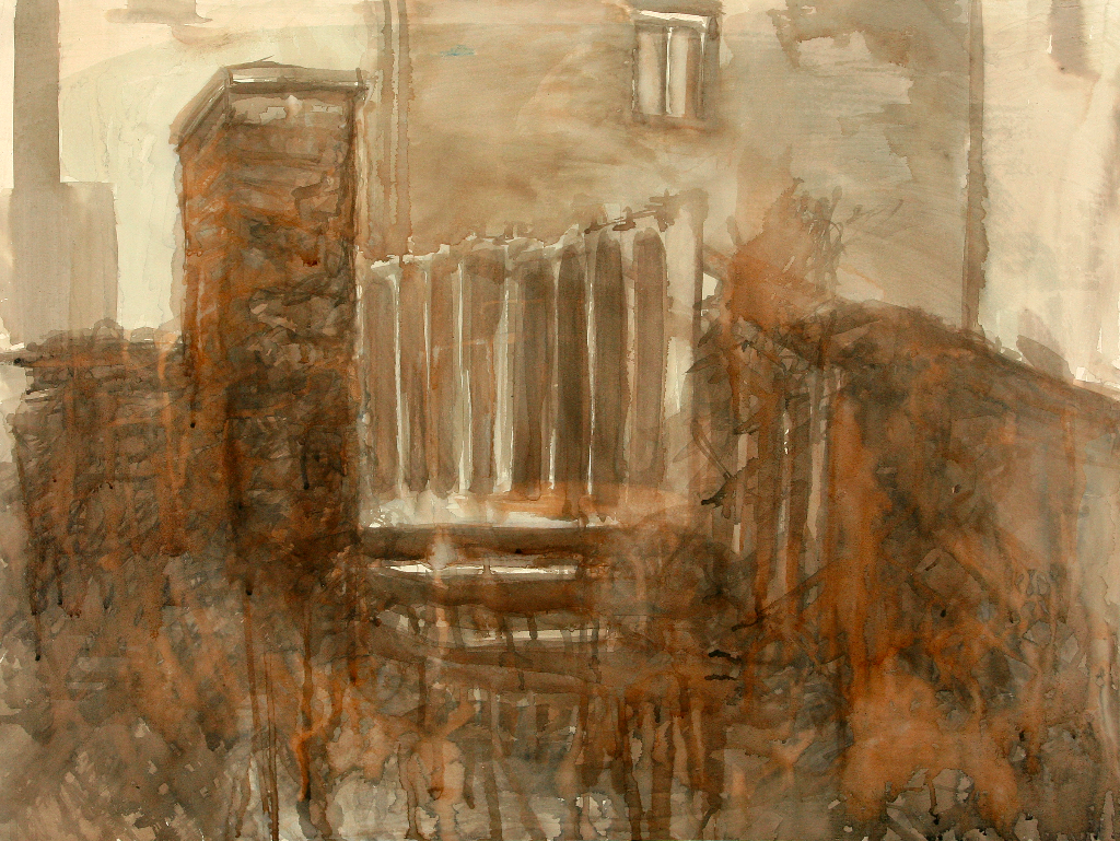 Jardin des Voisins. Sepia ink on paper. 12 x 16 inches. 2009.