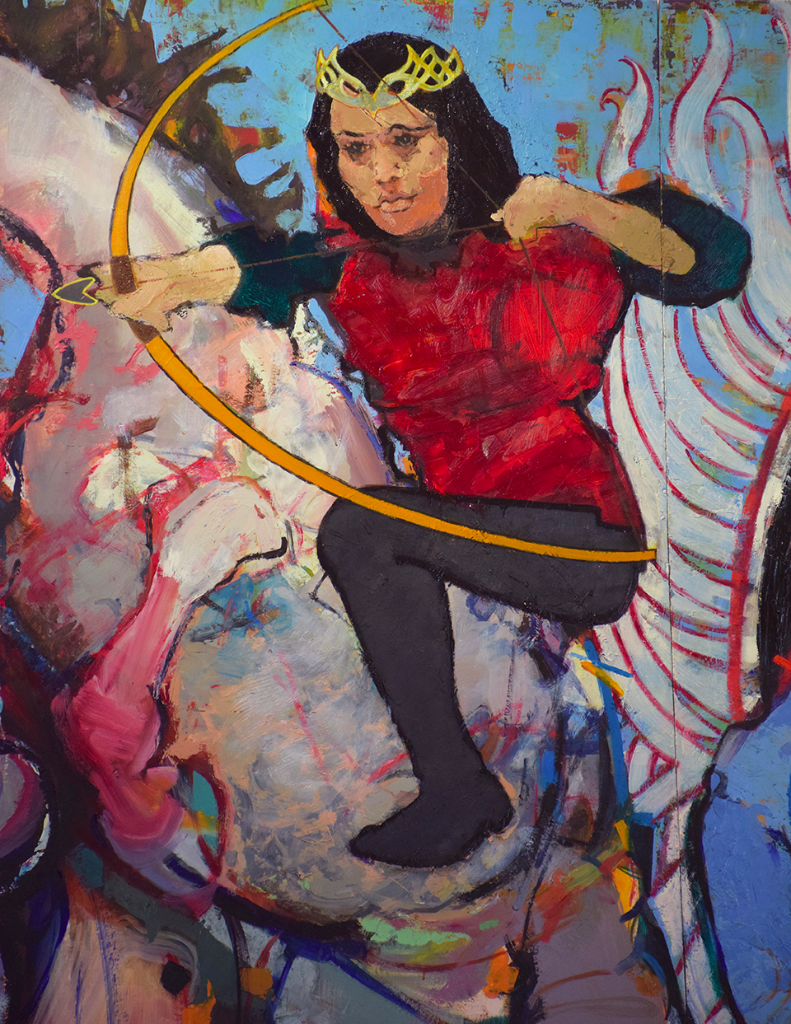Four Horsemen & Women (detail). Oil on traditional gesso panel. 8 x 16 feet. 2015.
