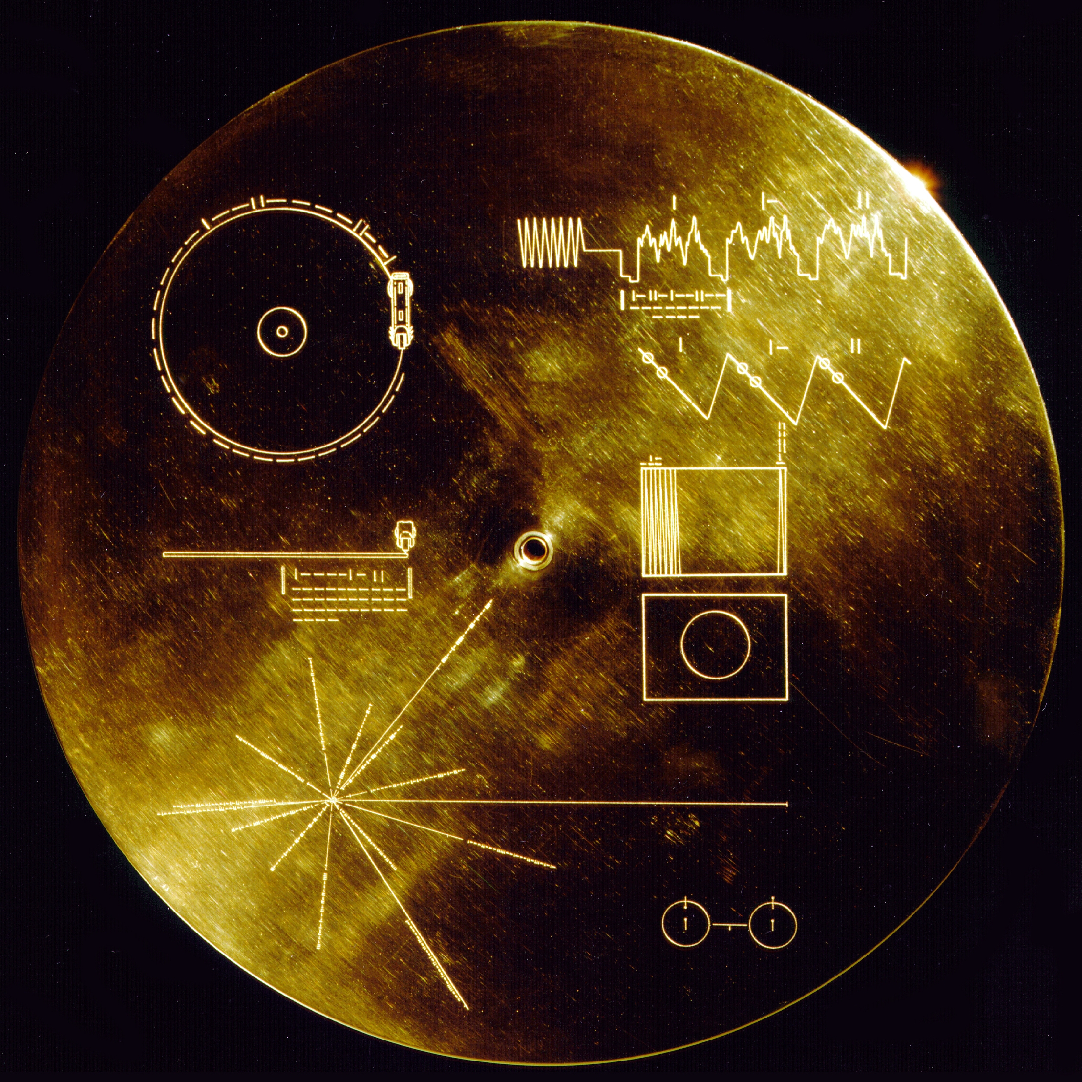 The Golden record - Inspiration for the splines based on the etched binary code.