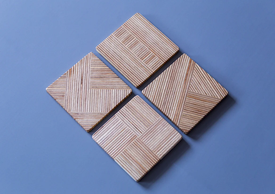Birch Plywood Geometric Coasters - set of 4