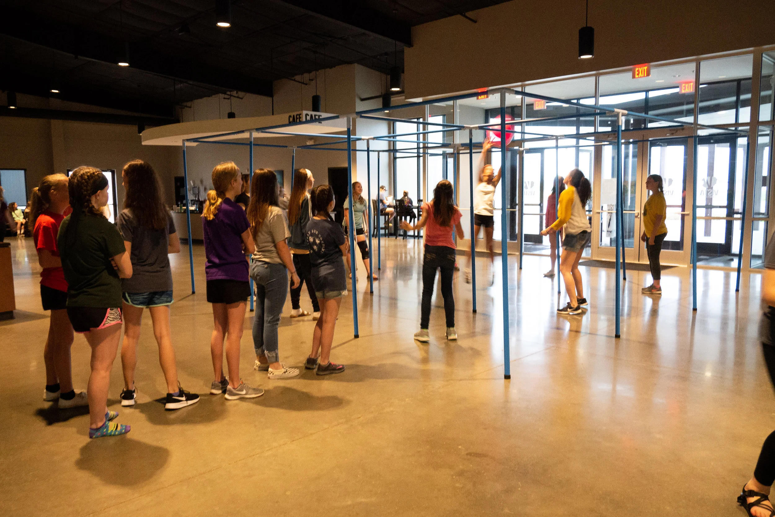 Girls playing 9-square in the Vista Commons!
