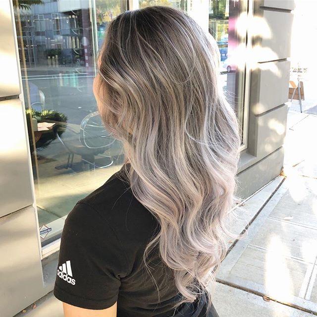 Grey, like the Seattle sky today! 😅 Jenna&rsquo;s natural hair is already an ashy light brown, so this appointment was actually just a color service! We had previously done her highlights and have really enjoyed to &ldquo;rooted&rdquo; look, so inst