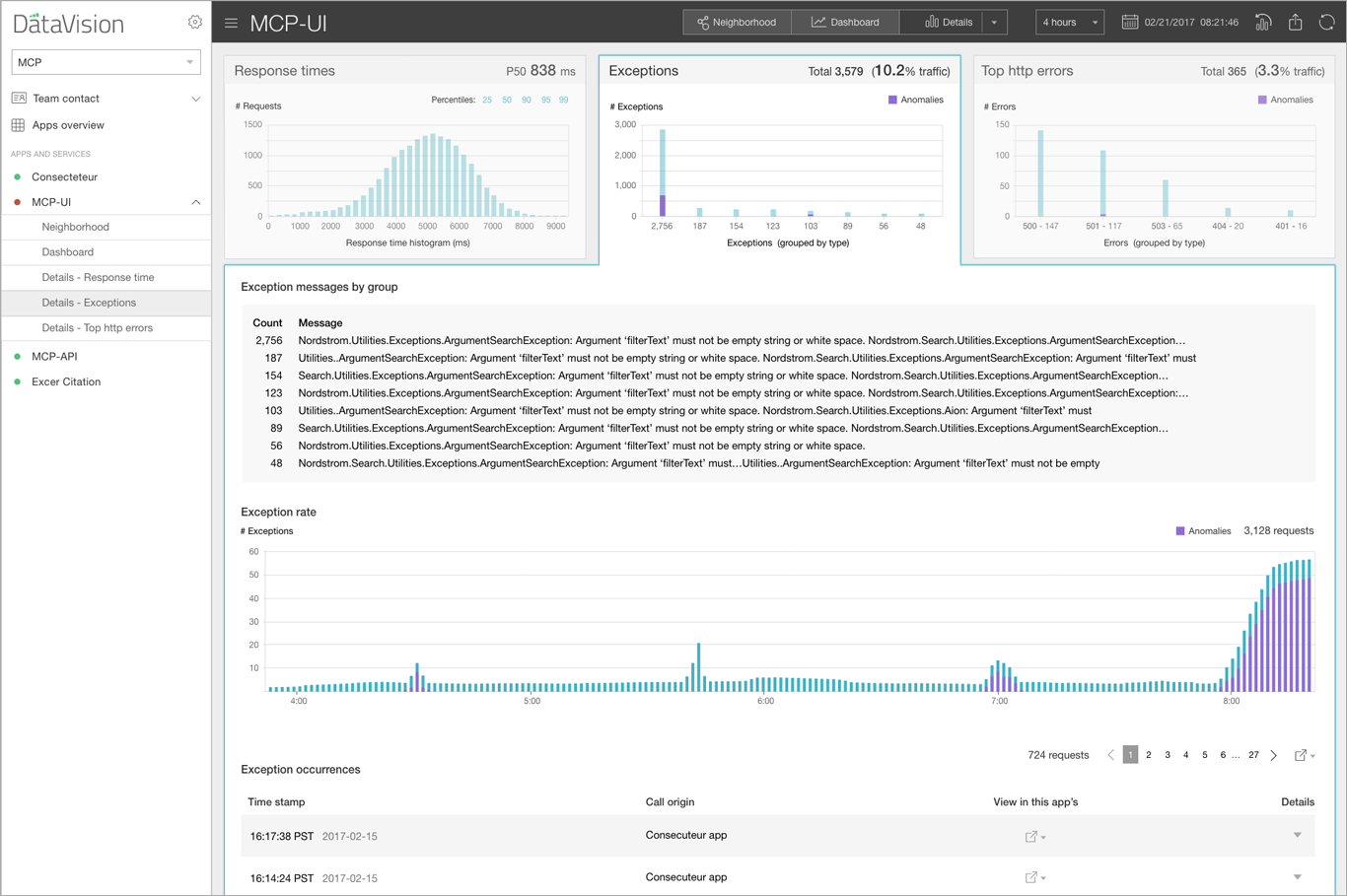 Details Page - Exceptions