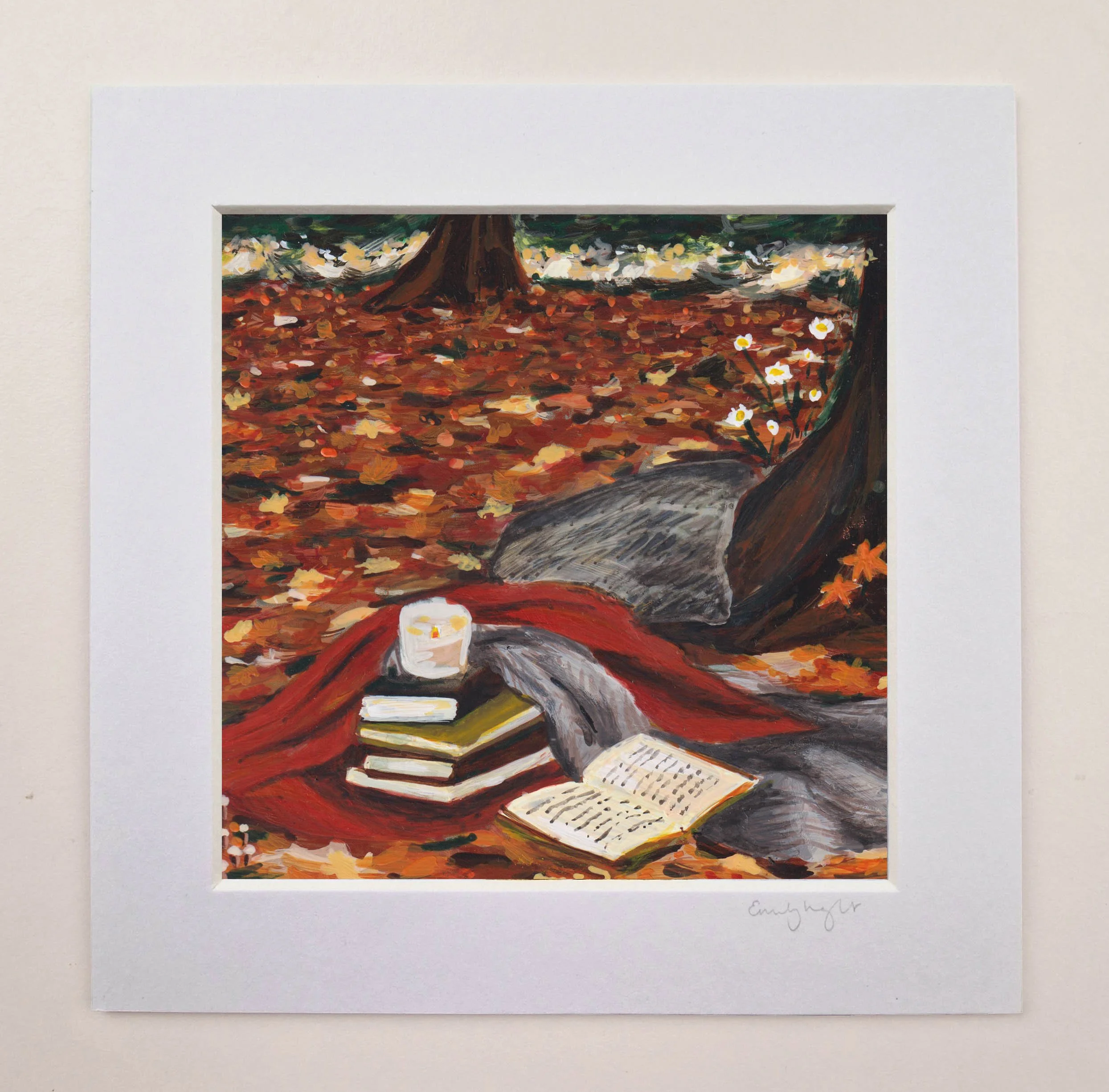 Autumn Reading Mounted Art Print