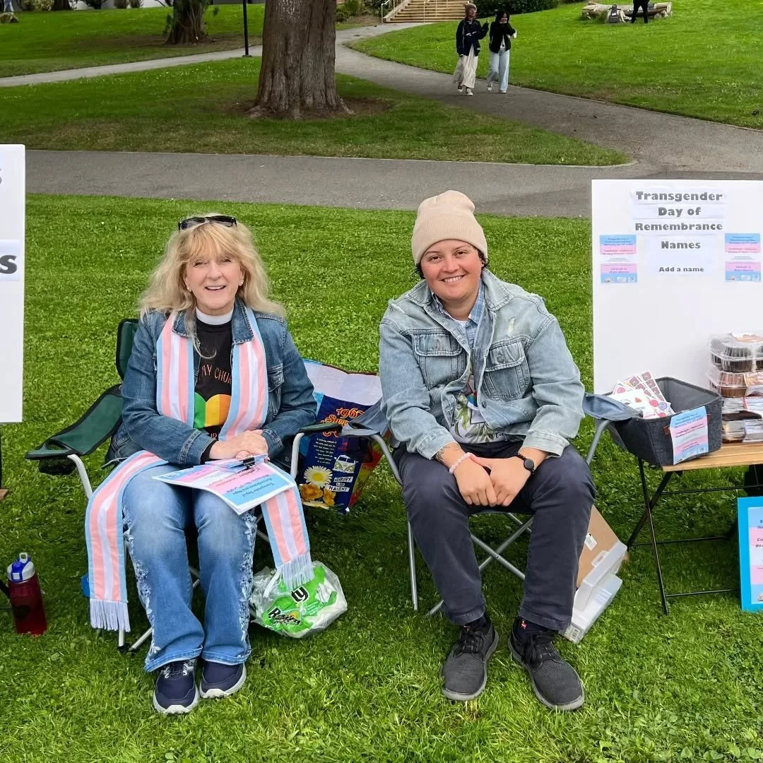 Out at the SF State lawn giving out Prayers and Blessings to the community and inviting folks to our Trans Day of Remembrance Service tonight @lakesidepcsf with @revpamelaanderson