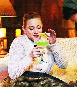 important filler image of betty struggling with her toxic sludge margarita