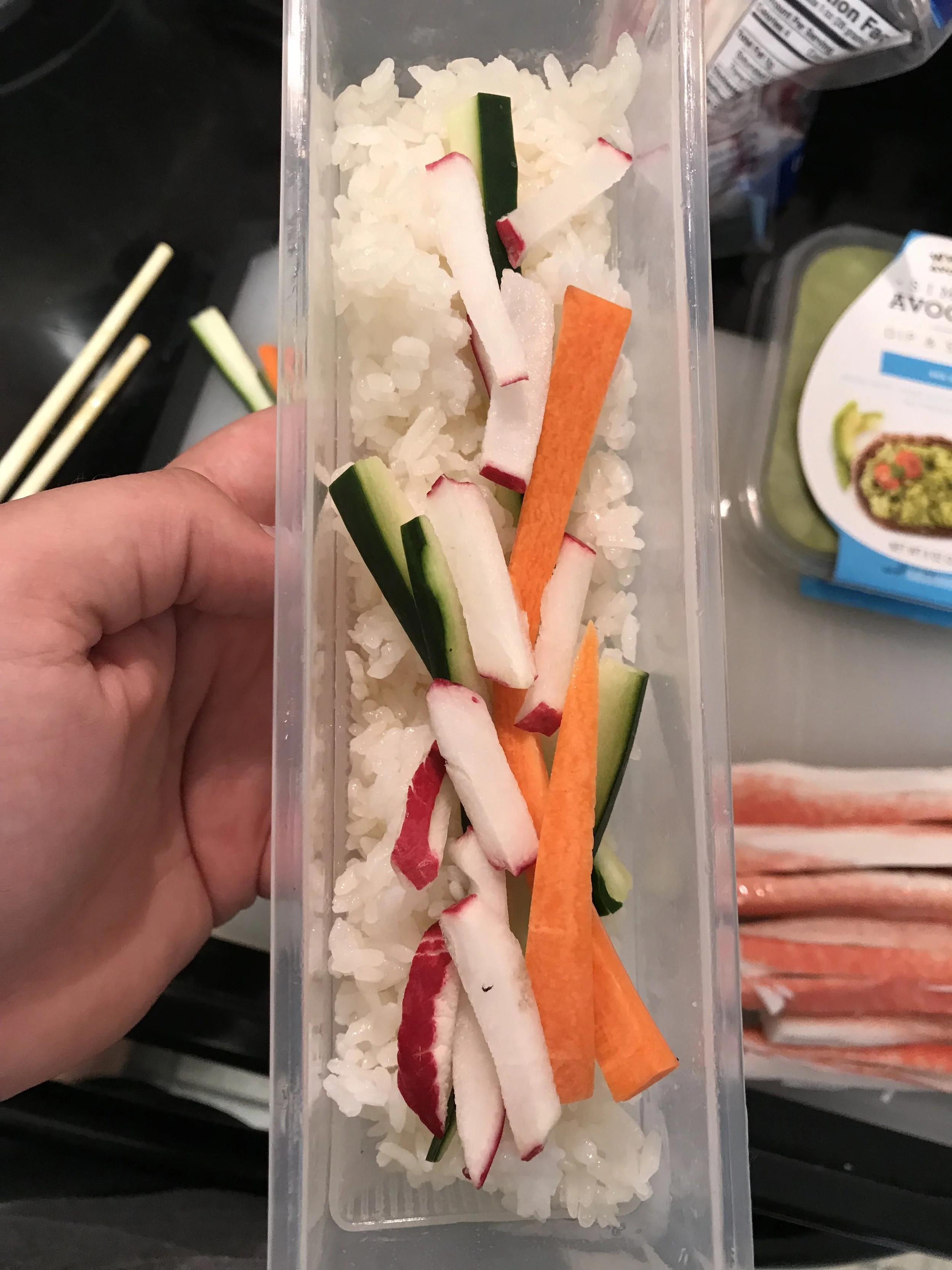 I'm sloppy with the fillings. Kimbap is forgiving.