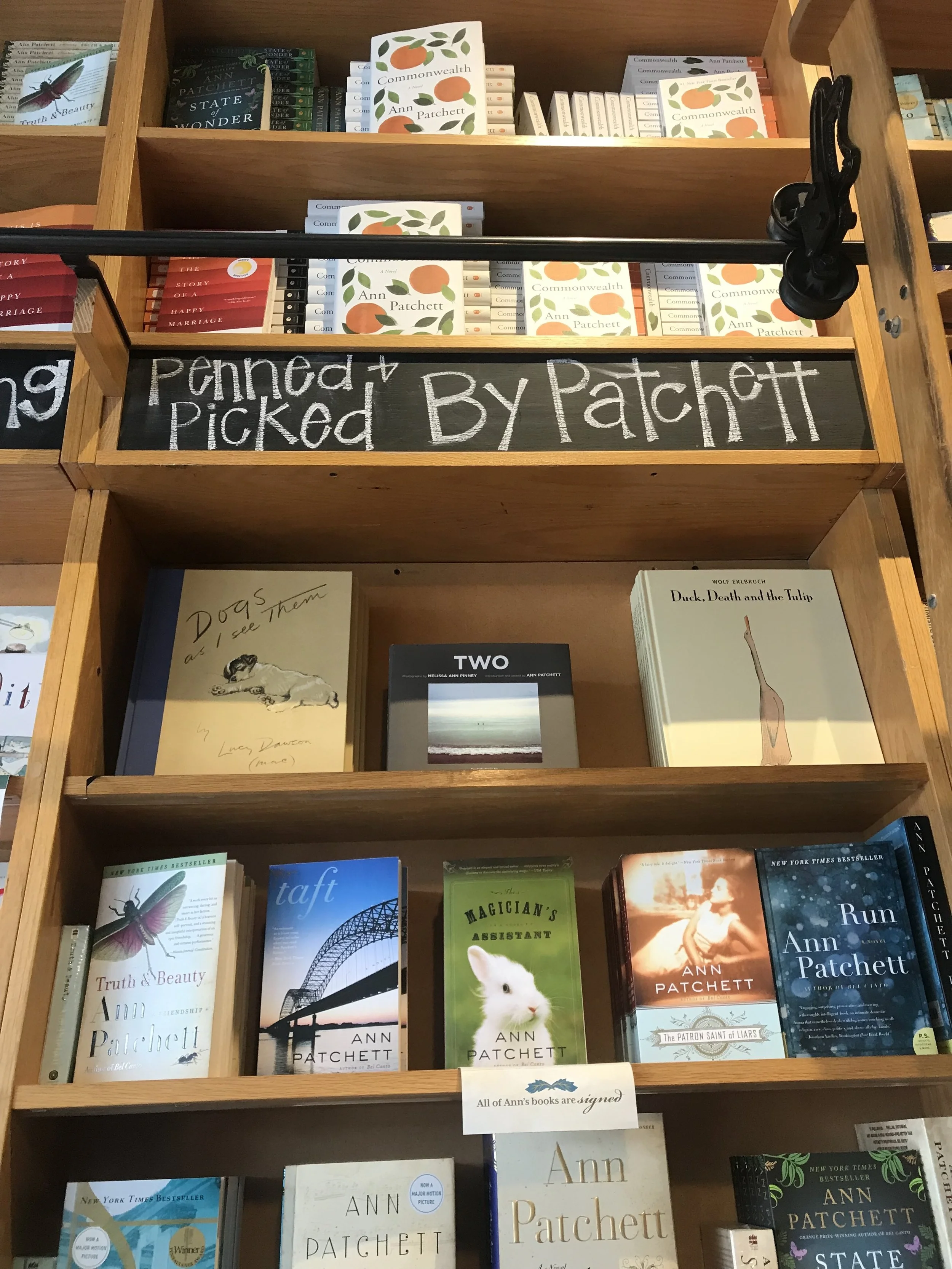 There’s even a special section of signed Ann Patchett books.