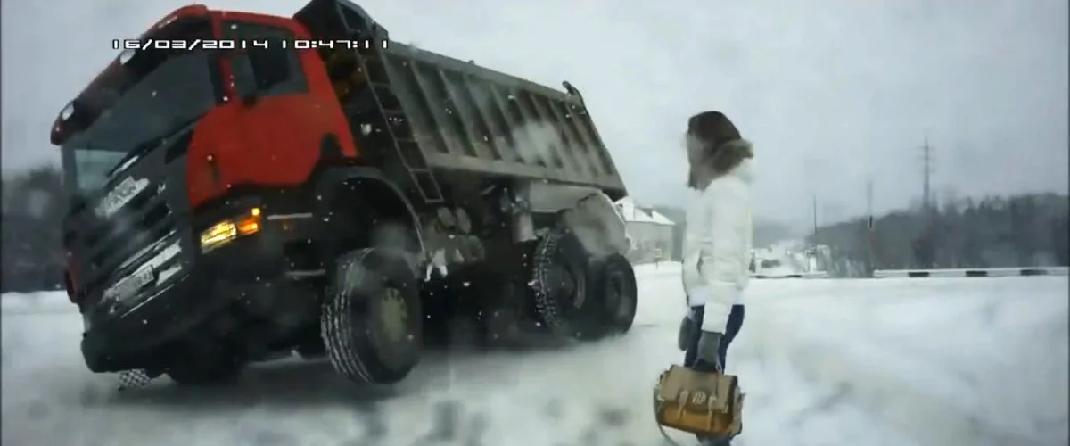 This lady felt real chill as cars crashed around her.