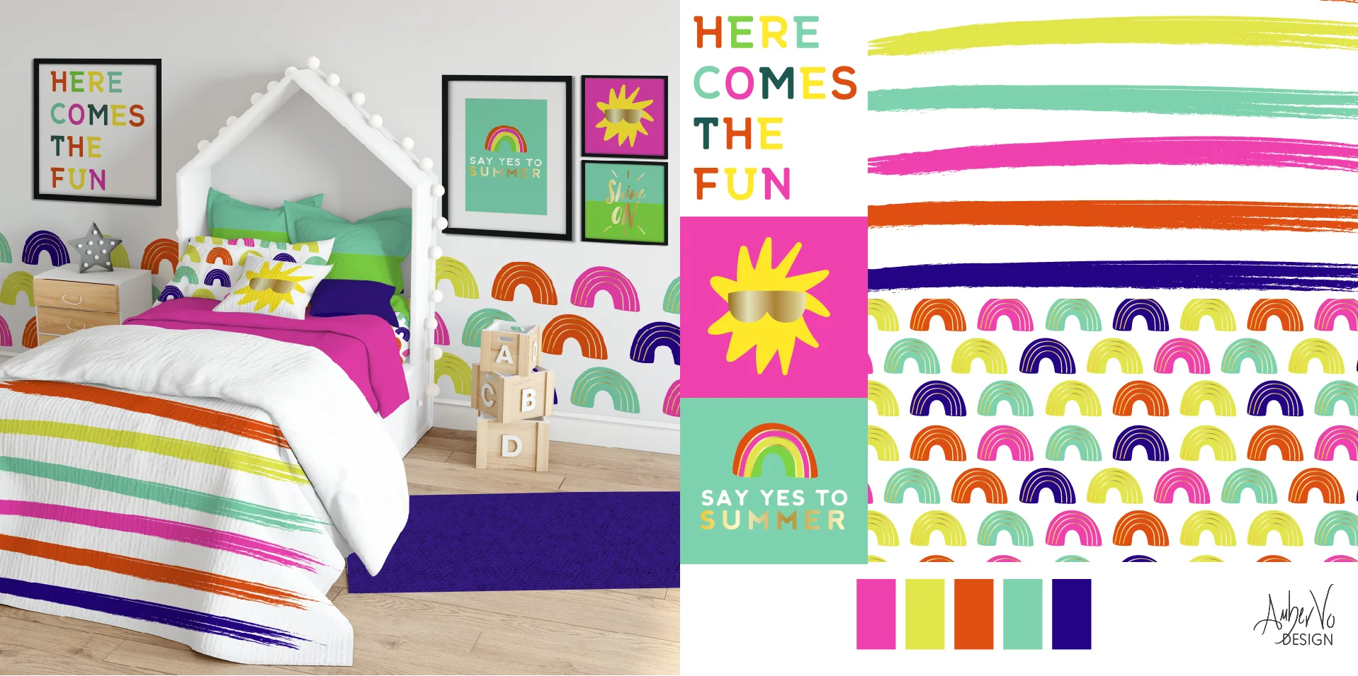 ambervodesign-summerfunrainbowneonbrightchildrensbeddingpattern_privatelabelsurfacedesign-kidsroom-summertropicalpattern.jpg