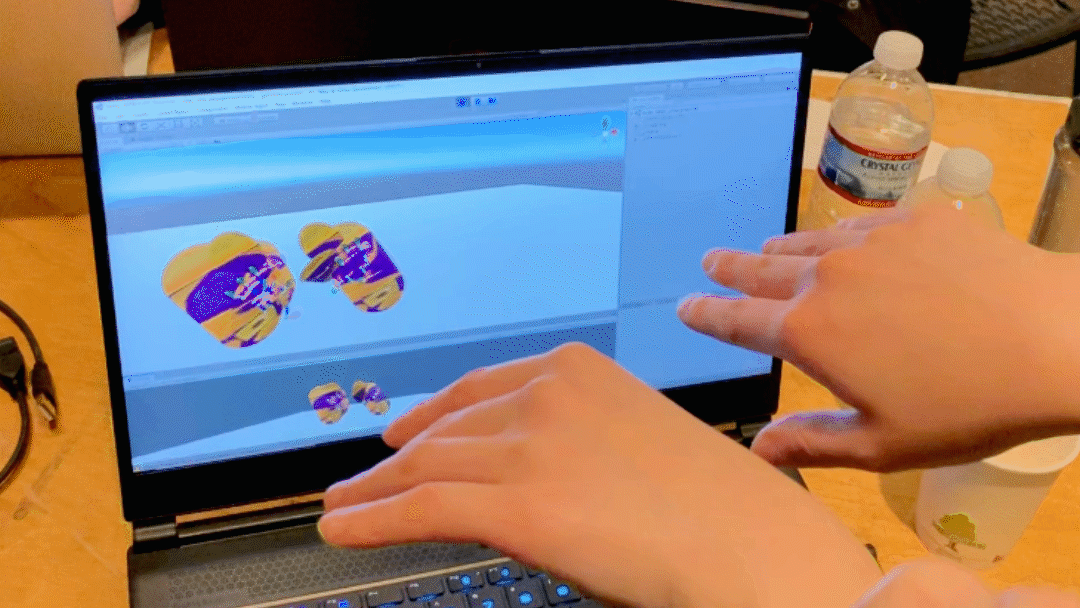 As a team, we finalized our storyboard and divided production based on our expertise and interest: Roland on creating and attaching fins to user’s hands with Leap Motion in Unity.
