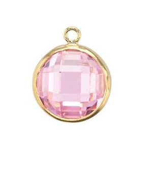 Cubic Zirconia Checkerboard faceted 8mm charm Pink