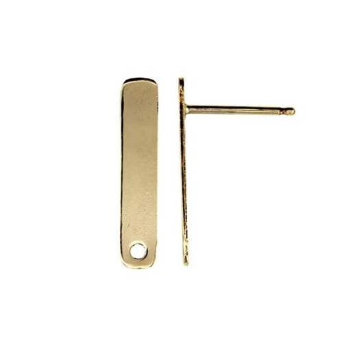 14K Goldfill Rectangle Earring Post with Hole Medium