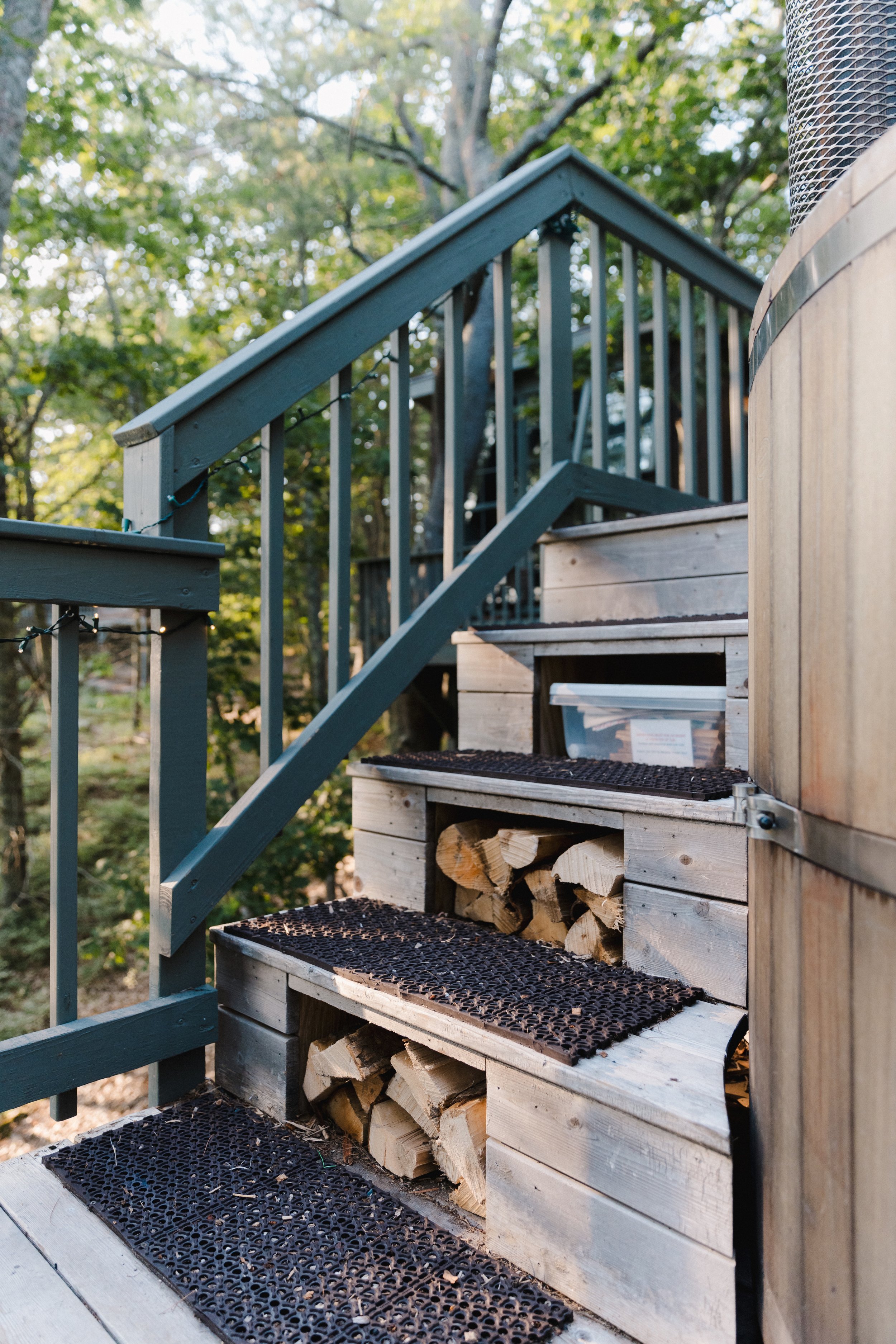 Treehouse Hot tub Firewood Storage