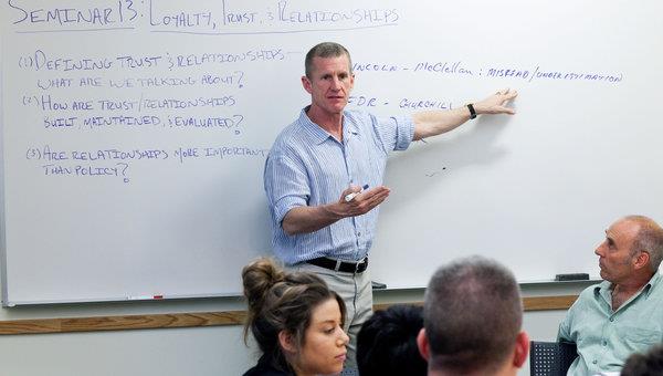 General Stanley McCrystal teaching his course, GLBL 790, Leadership - a popular choice each year for SOM veterans