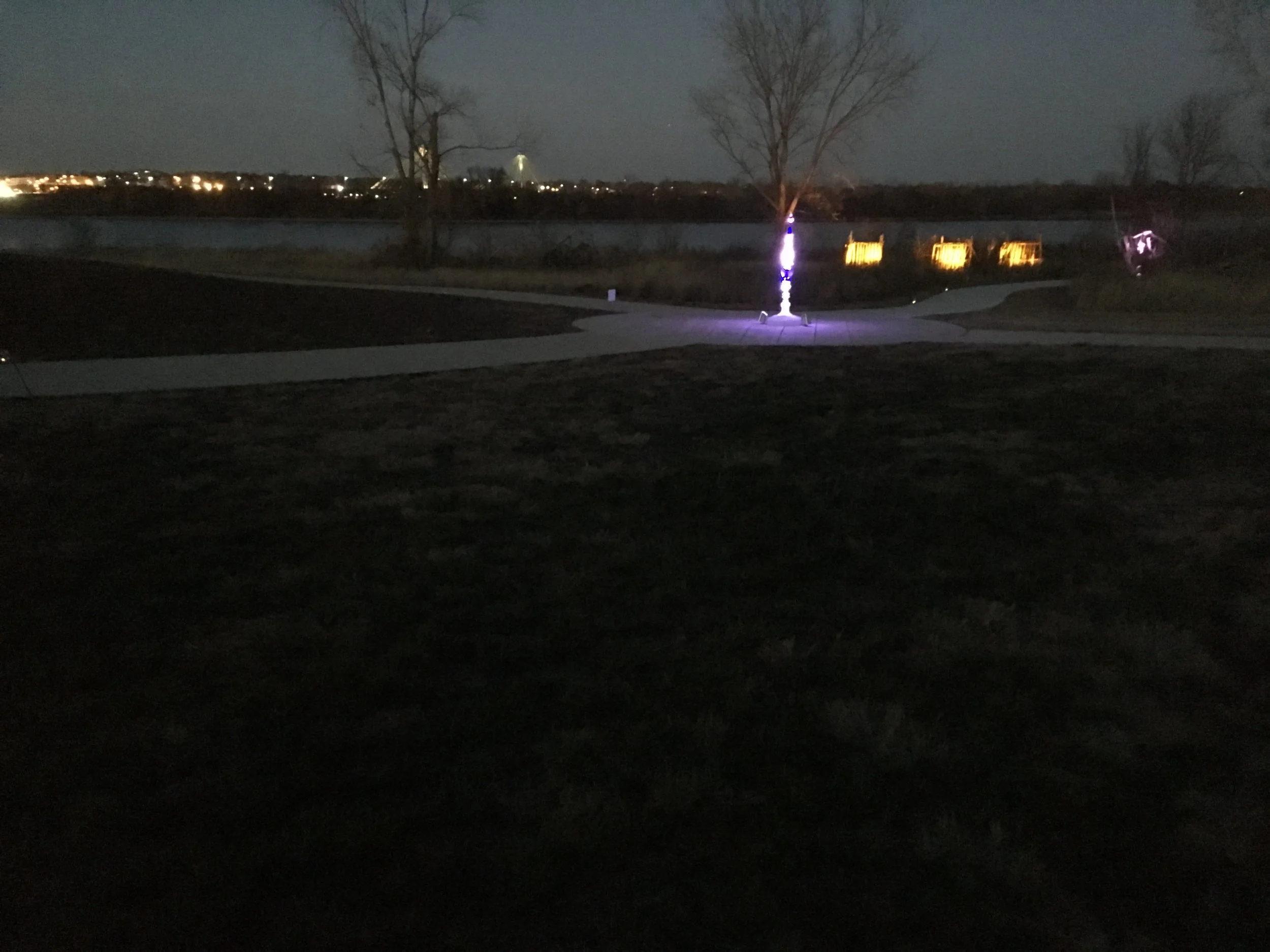 The city of Alton, Illinois is seen across the river and artist Danne Rjaesa’s tribute to extinct and endangred birds is on the right. Thanks to Rusty Freeman for this photo.