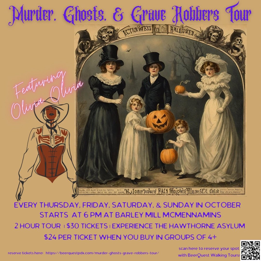 Murders, Ghosts, and Grave Robbers Tours With Olivia Olivia, Thursdays - Sundays, 6 PM - 8 PM in October