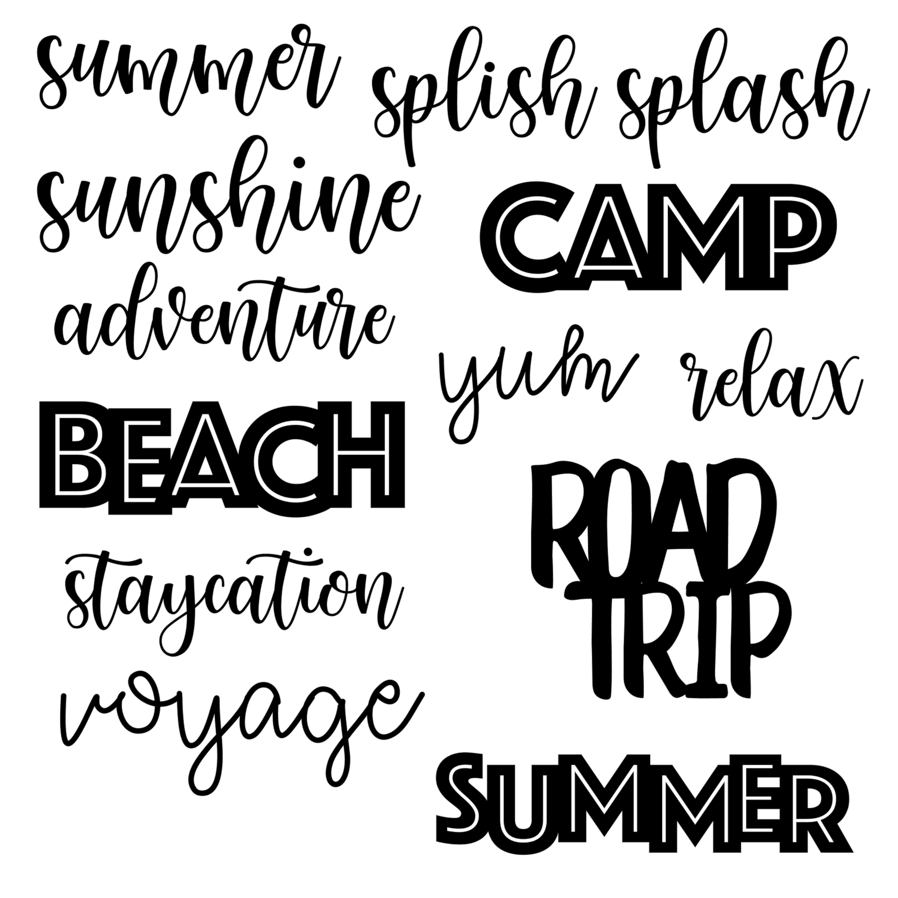 **Digital** Summer Words Cut File 