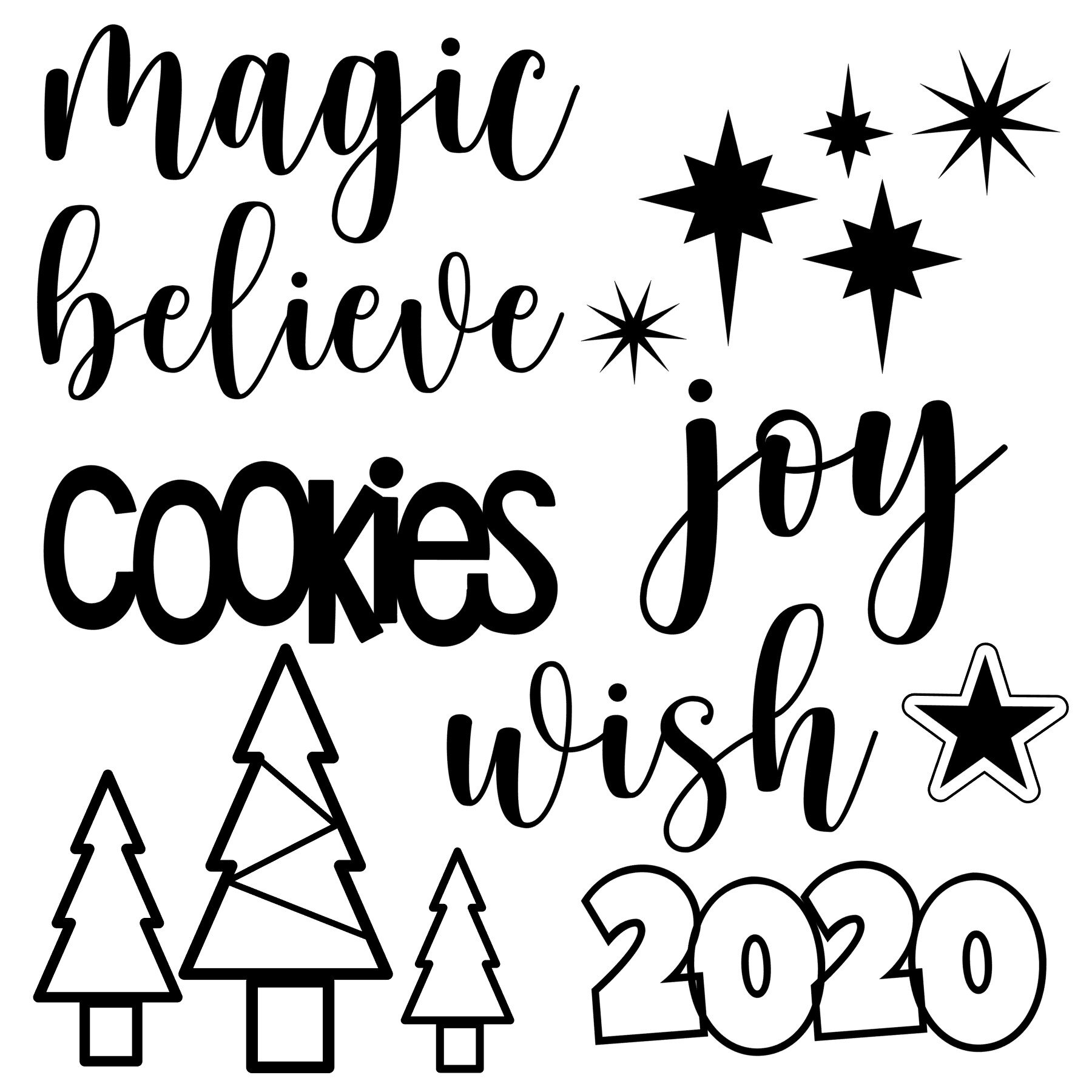 **Digital** Holiday Words and Icons Cut File 2020 