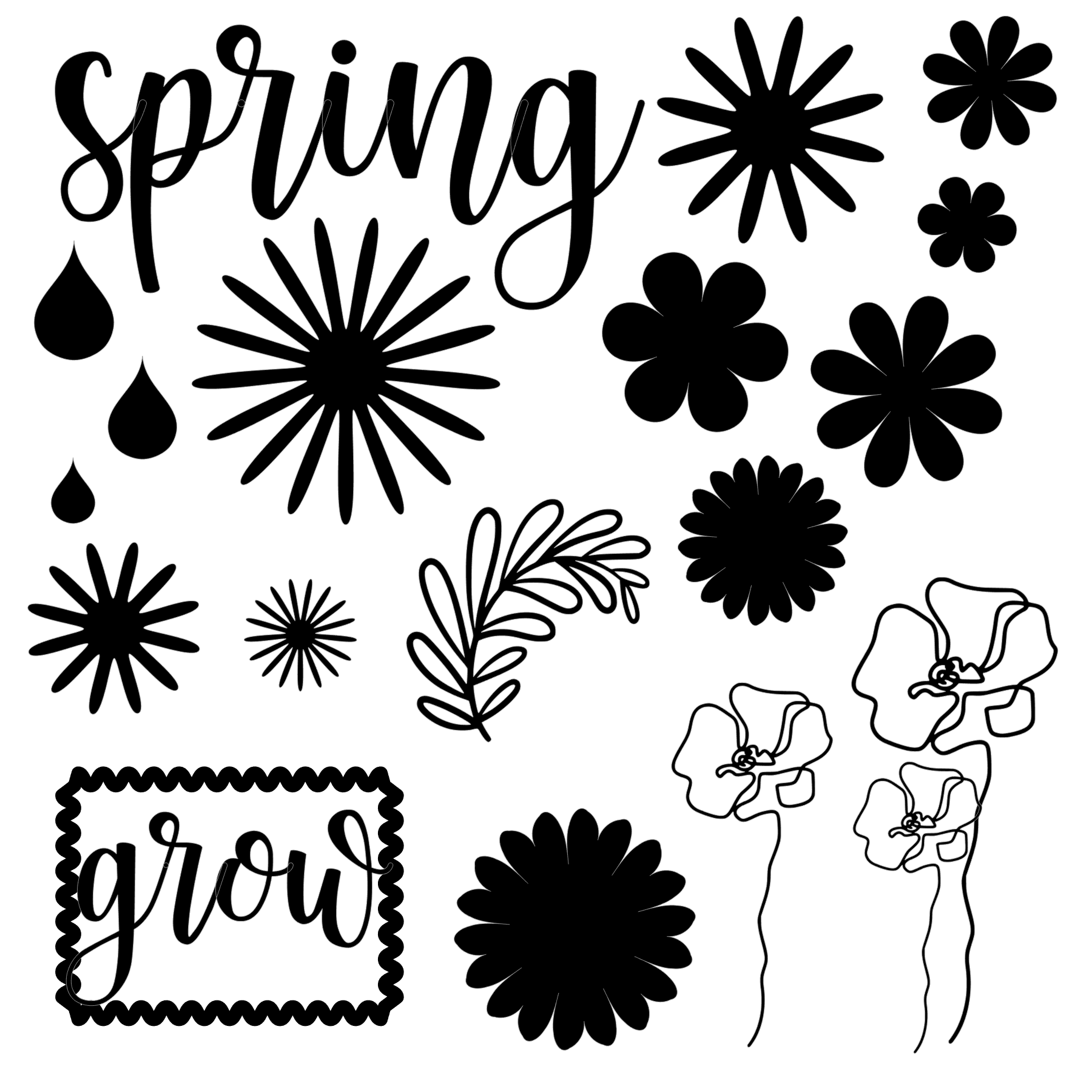 Spring Flowers Cut File .png