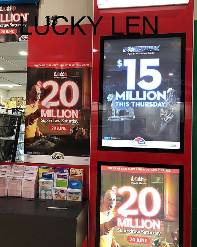 Powerball tonight and Lotto Super Draw Saturday on 20th June.
Call and see Martin and the happy team at LUCKY LEN NSW LOTTERIES.
While you are in store grab a newspaper, greeting card or have a key cut.
#riverwoodnsw #lotto #powerball #winner #wouldn