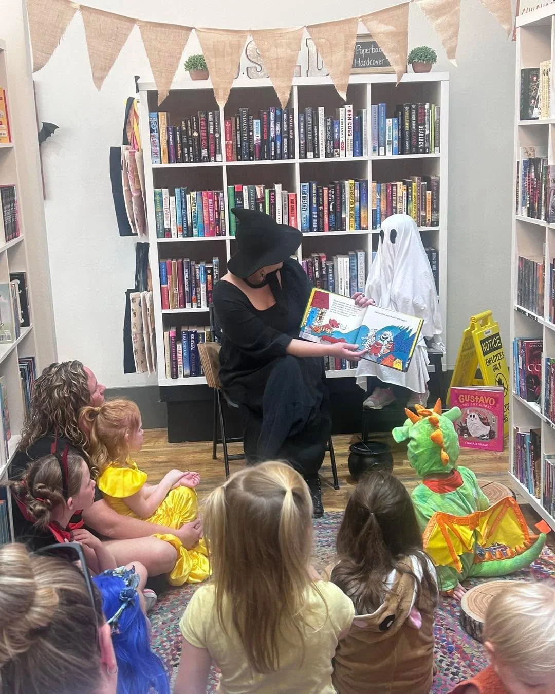 Thanks to everyone who haunted the shop yesterday! We had a great crowd for our Silly Spooky Story Time and for our Haunted Bookshop. 

You laughed, you shopped, you pretended to be so scared of our little ghost &mdash;10/10, would summon you all aga