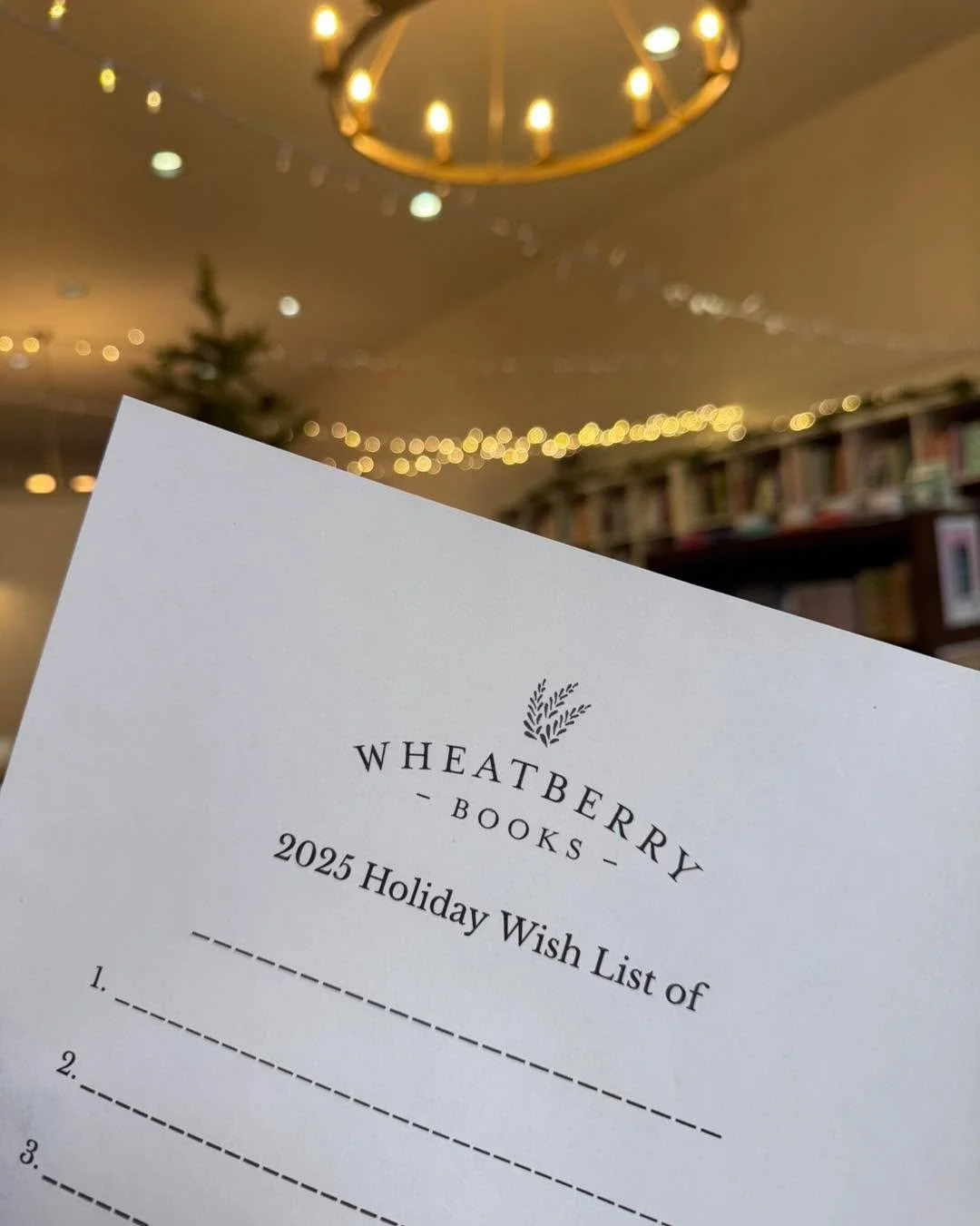 ✨ Holiday Wish Lists are back at Wheatberry Books! 🎁 
Stop in, fill out a wish list with all of the books and merch that you want for Christmas, then tell your family and friends that your friendly booksellers know exactly what you want this year! 
