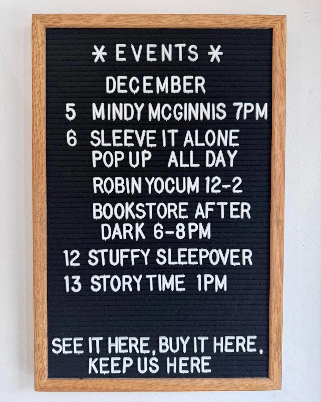 So many fun things are happening at the bookstore this month that we can barely fit them all on our announcement board! 
We&rsquo;re rolling into December with a week FULL of community, creativity, and cozy vibes &mdash; and we&rsquo;d love to see yo