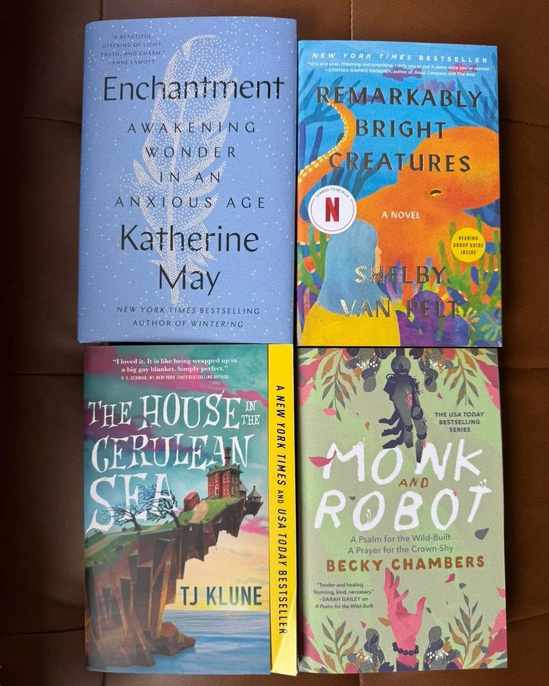 If the world feels a little loud today, these books aren&rsquo;t.

Here are some of the stories we reach for when we want to slow down, settle in, and take a deep breath:
🌱 Enchantment by Katherine May
🐙 Remarkably Bright Creatures by Shelby Van Pe