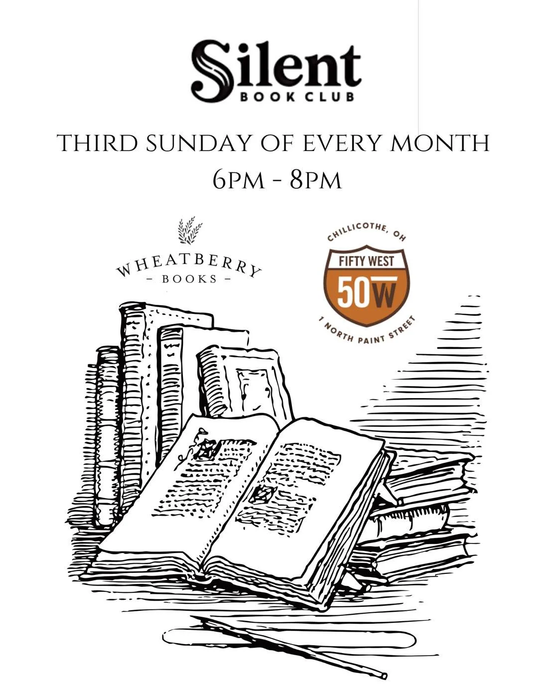 Join us at Fifty West Brewing Company today for Silent Book Club. Bring what you&rsquo;re currently reading (and your appetite!) and enjoy 2 hours of uninterrupted reading time. We will be hanging out upstairs from 6 to 8pm and would love to see you 