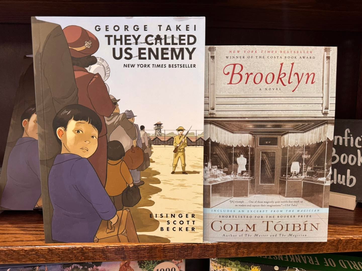 May&rsquo;s book club picks are on the shelf! 📚 

The fiction club is reading &ldquo;Brooklyn&rdquo; by Colm T&oacute;ib&iacute;n. The discussion for this book will take place in the shop at 7pm on Wednesday May 27. 

The nonfiction club is reading 