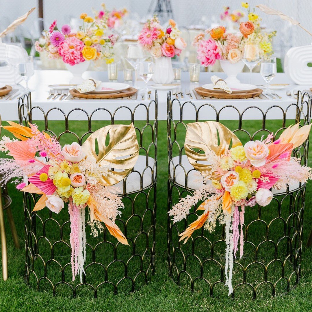Still can't get over this radiant retro color story dreamed up by @cristenandcoevents, for her Palm Springs wedding @frederickloeweestate, featured in @brides! 

&lt;&lt; :: FULL FEATURE LINK IN BIO :: &gt;&gt;

Cheers to the incredible vendor team b