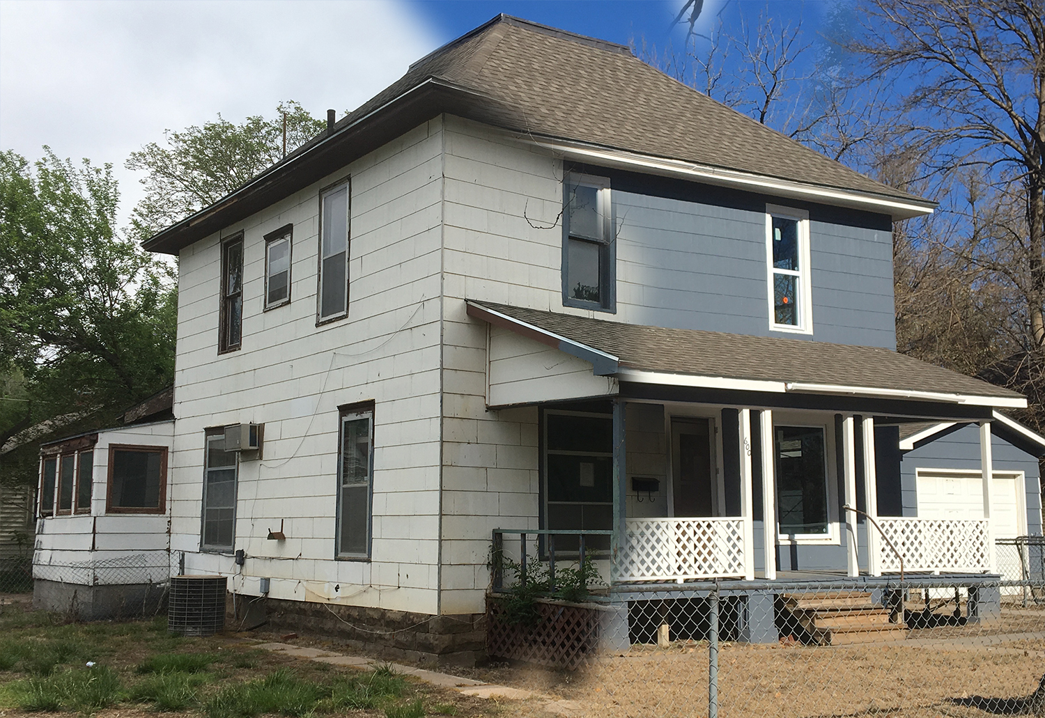 Before and after of the work that has been done so far on the Seachrist’s future home.