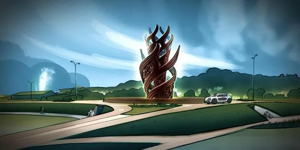 Figure 2 Proposed Iconic sculpture at Hemo Gorge which will celebrate the story of Ngatoroirangi and the arrival of the geothermal fires
