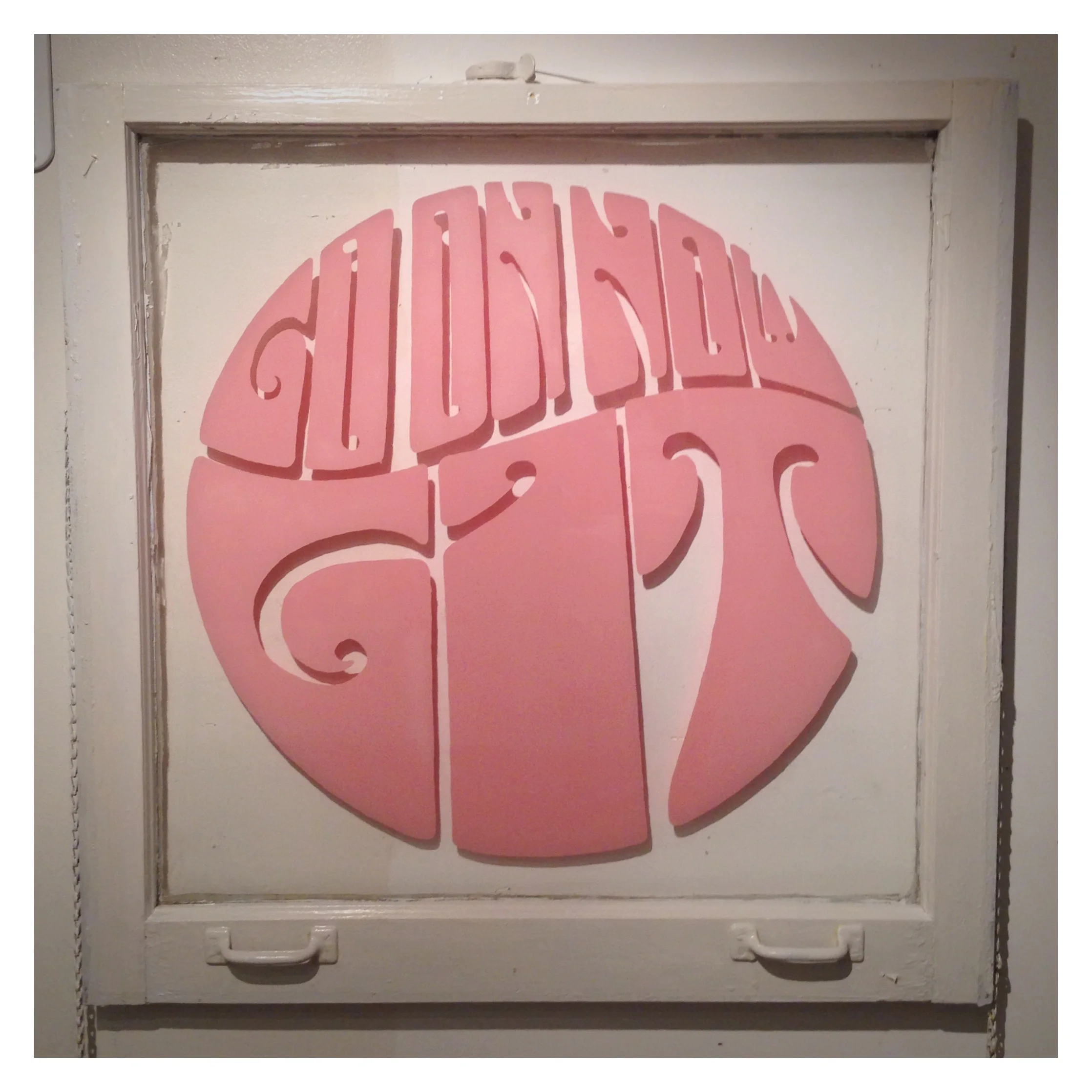  Hand painted on salvaged window for commission. 