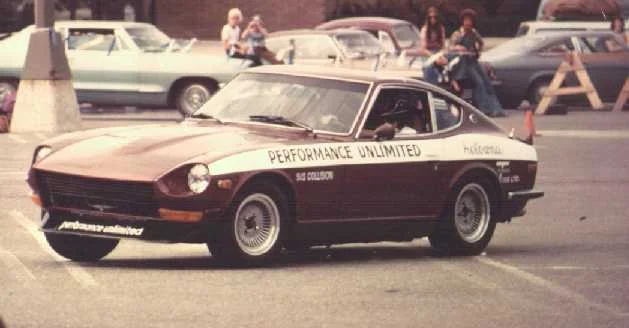 My 1972 Street Datsun 240Z doing a slalom during summer of 1976