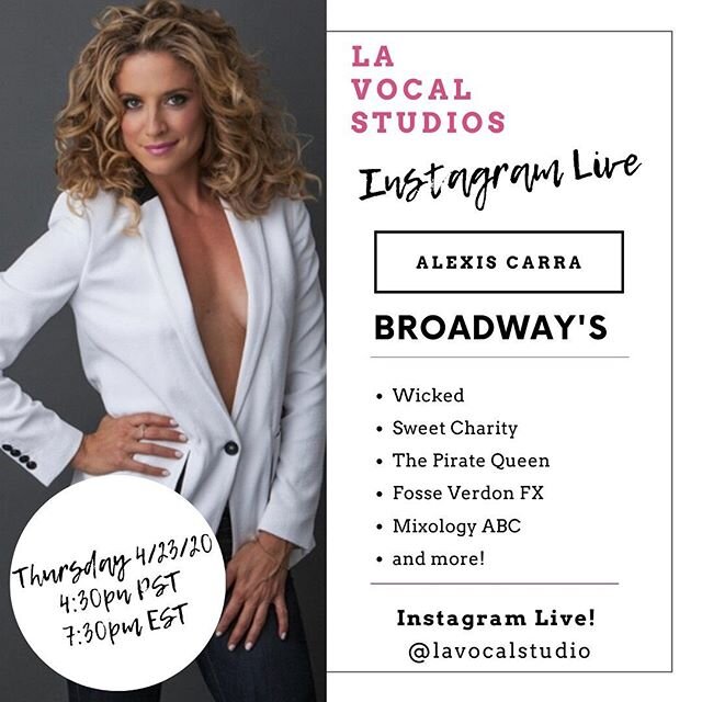 Tomorrow, tomorrow!!! We get to talk to this incredible triple threat @alexisacarra from @broadwayartscommunity Alexis has danced on Broadway, been a lead of a television series and continues to give back and teach through @broadwayartscommunity Find