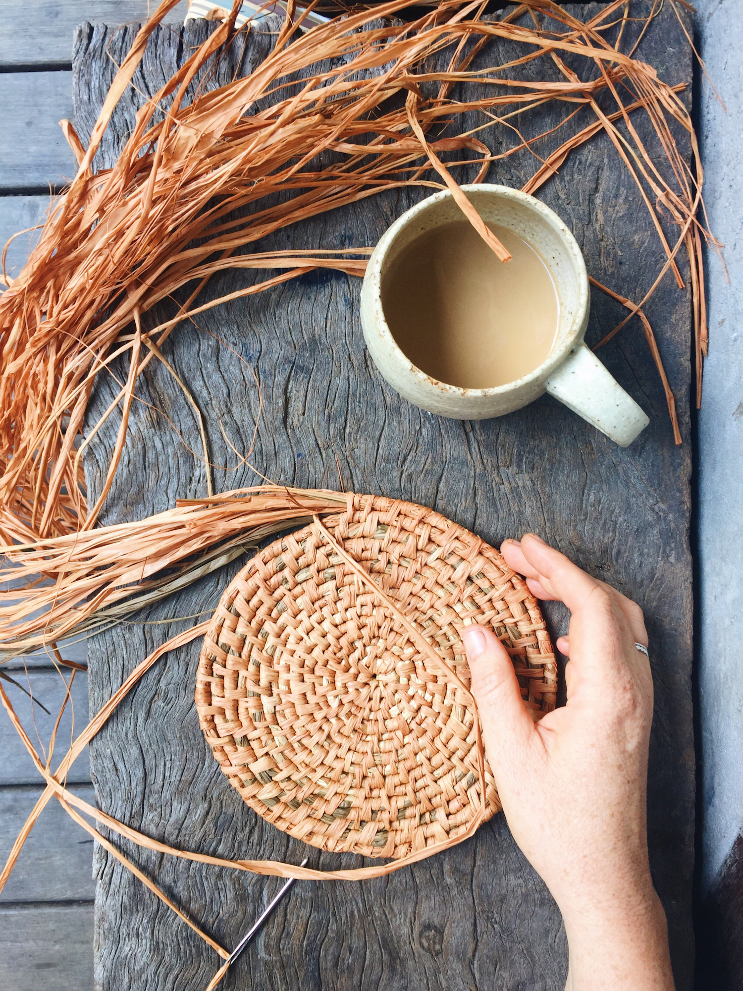 Ellie Beck Petalplum Learn basket making in my online course - raffia botanically dyed with avocado. Ellie Beck Petalplum.jpeg