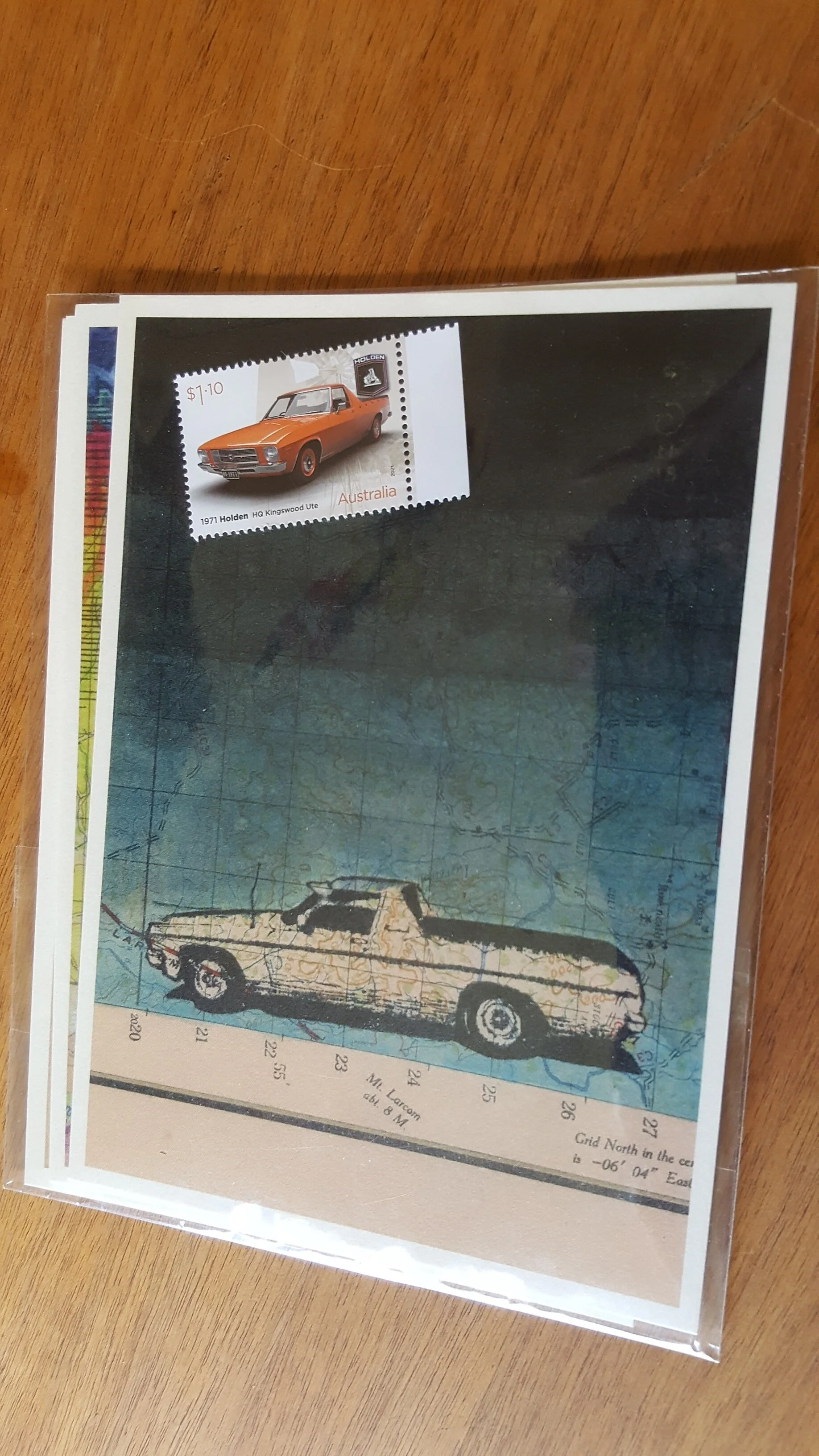 Set of 4 HQ Ute postcards + HQ commemorative stamp in clear sleeve